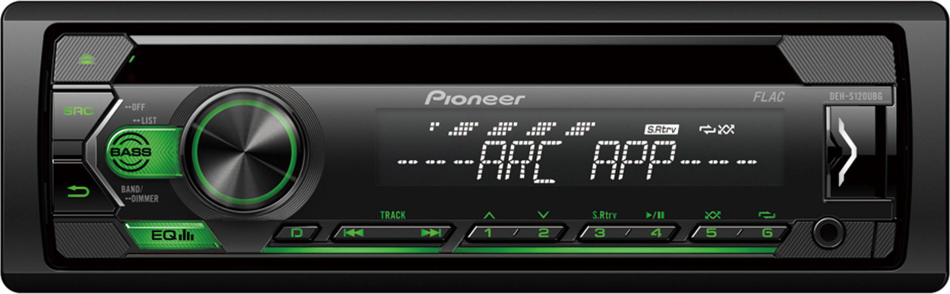 Pioneer CD/MP3/WMA/WAV/AAC/FLAC/BT fejegység zöld DEH-S120UBG