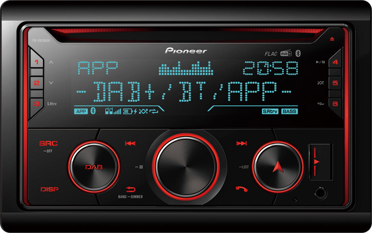 Pioneer MP3/CD/WMA/WAV/FLAC/USB/AUX/BT/DAB fejegység FH-S820DAB