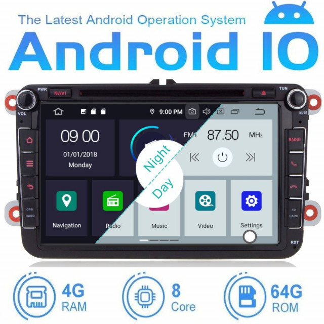 8 Colos Volkswagen Skoda Seat Android 10.0 OS GPS 8CVSSA1OG