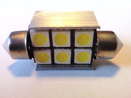 Can Bus Led, IC stabilizált C5W foglalat (Szofita) 6 HighPower LED-es CANBUSLEDC5W6HPWR